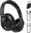 YMOO Bluetooth 5.3 Hybrid Active Noise Cancelling Headphones for Airplane Travel, Wired and Wireless ANC Headphones, 80H Playtime Over Ear Headphone, Low Latency Bluetooth Headset with Mic for Adults