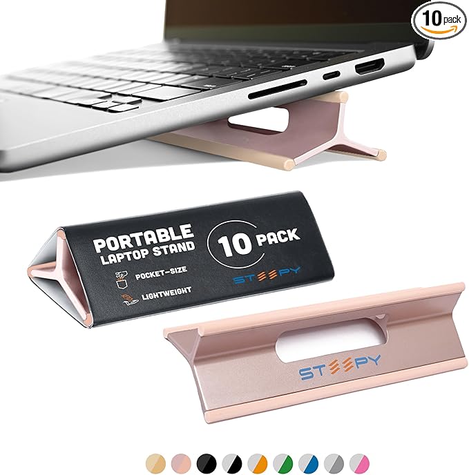 Steepy Adjustable Laptop Stand - 3 Heights Computer Riser for Desk - Portable With Adjustable Height