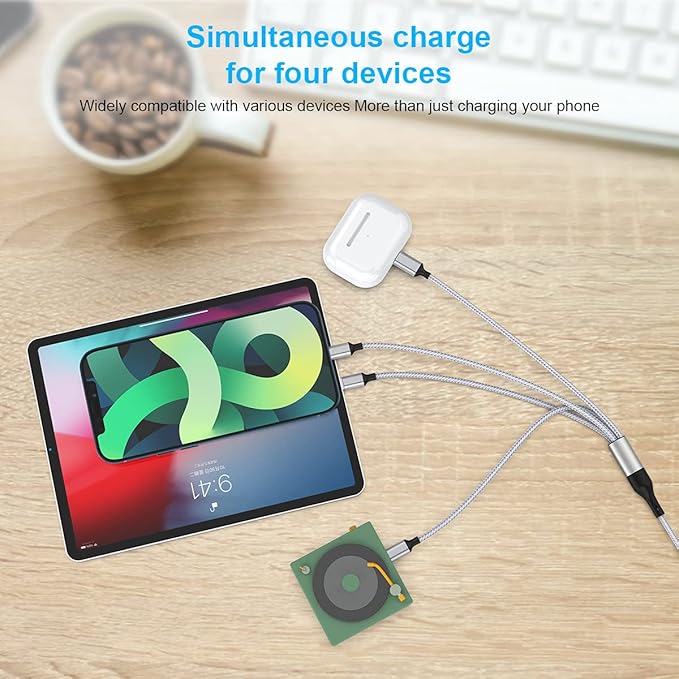 iPhone Charging Cable 1.8M/6Ft Multi 4 in 1 USB Universal Fast Charging Cord Multi Charging Cable Lightningx2+Type C+Micro USB Port Connectors Adapter for Android/Apple/iOS/Samsung/LG/Huawei/XiaoMi