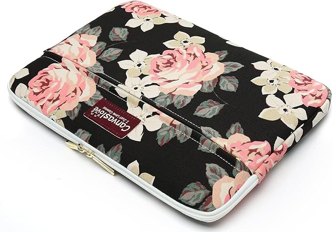 Canvaslove Laptop Sleeve Case Bag Cover with Pocket for MacBook Pro 16 and 16 inch HP Lenovo Dell ASUS Acer Notebook Computer (Pink Rose)