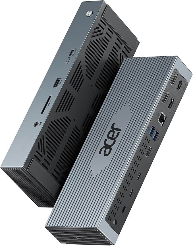 Acer Thunderbolt 4 Dock, 16 in 1 Quad Monitor DisplayLink Docking Station 40Gbps with 8K Display, 10Gbps Data Ports, 160W Power, 2.5G Ethernet, SD 4.0 Card Reader USB C Hub for MacBook, PC, Laptop