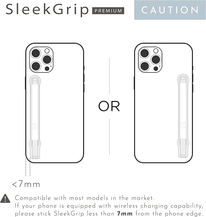 SleekGrip Premium, Swappable Phone Stand & Grip- Ultra Thin Convertible Grip Holder Fits Most iPhone and Android Cases, Phone Strap Compatible with Wireless Chargers and Car Mounts