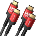 JSAUX 8K HDMI Cable 2.1 6ft 6 Pack, 48Gbps High Speed HDMI Cable Braided HDMI Cord, 4K 120Hz 144Hz, 8K 60Hz, Ultra HD, 2K, 1080P, 3D, eARC Compatible with Laptop UHD TV Gaming Monitor PS5 PS4 -Red