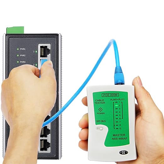 RJ45 Network Cable Tester with Mini Wire Stripper, Ethernet Cable Tester Tool for RJ11/RJ12/RJ45, Cat5e/Cat6/Cat7, POE Test, Continuity & Short Circuit Detector (Battery Not Included)