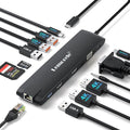 Docking Station USB C/A 10Gbps 3*Display 13 in 1, 2025 Upgrade Lemorele USB C Hub 2 x 4K HDMI, Gigabit Ethernet, 4 USB 3.0/2.0, VGA, Type-C 3.1, PD 100W, Audio, SD/TF for Windows, MacBook