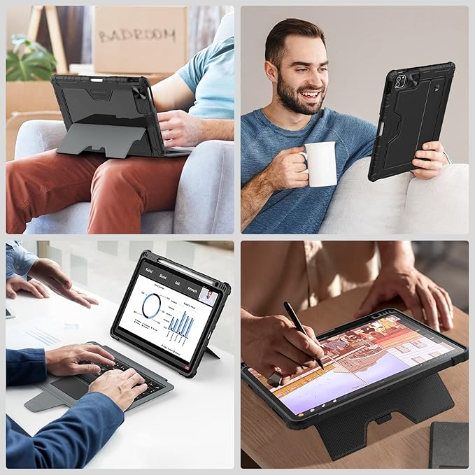 Nillkin iPad Pro 11(1st/2nd/3rd/4th Gen) & iPad Air 5th/4th Generation Case with Keyboard, Magic Trackpad, Rugged Case with Detachable Keyboard, Portrait/Landscape Modes, Camera Cover, Black