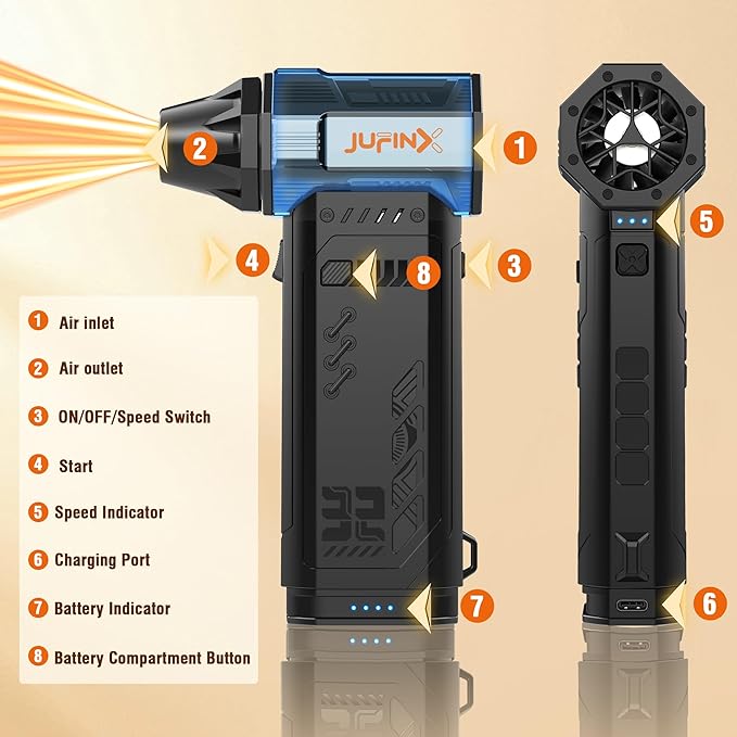 X301 Compressed Air Duster-250000RPM Super Power Electric Air Duster, Replaceable Battery,Long Life mini Blower, 3-Gear Adjustable,4 nozzles for Computer, Keyboard, Outdoors and Car Cleaning