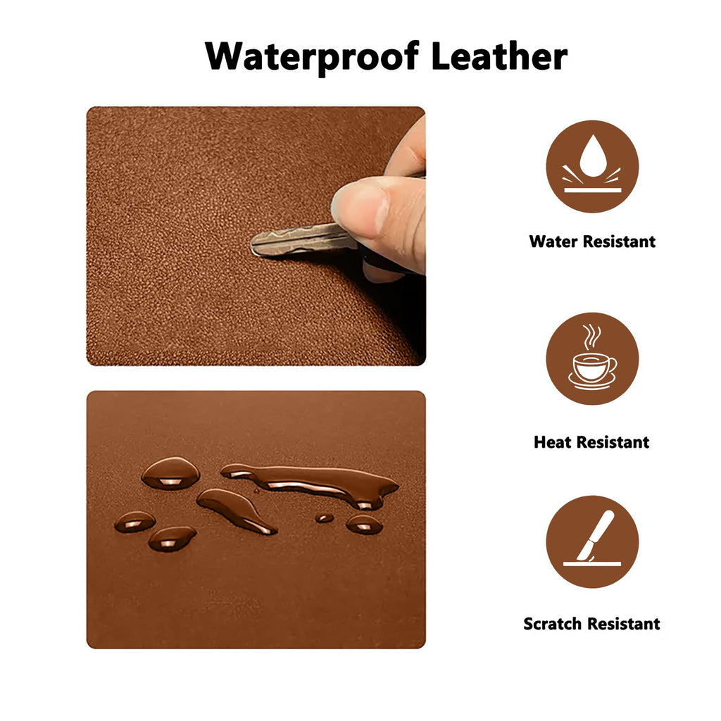 PU Leather Desk Pad Protector Gaming Mouse Pad Non Slip Desk Mat for Keyboard and Mouse Waterproof Desk Writing Pad for Office and Home Desk Accessories(Brown, 31.5 * 15.7)
