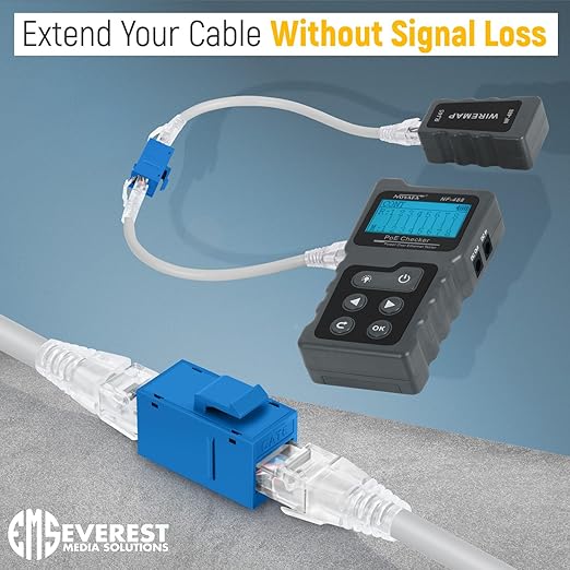 Everest Cat6 RJ45 Keystone Coupler (12-Pack) in Blue - RJ45 Coupler - Cat 6 Couplers - Female to Female Cat6 Keystone Jacks - Ethernet Couplers - Ethernet Cable Extender