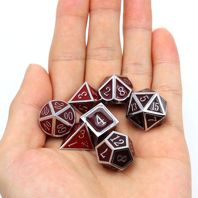 Haxtec Temperature Metal DND Dice Set Color Changing Polyhedral D&D Dice Set Compatible with Dungeons and Dragons RPG-Silver Black Red Shift