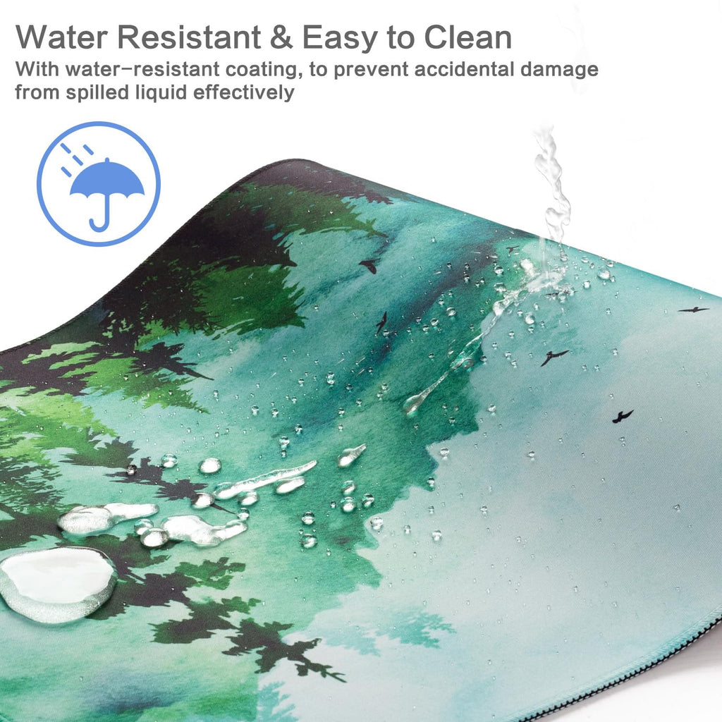 Lokigo Green Forest Mouse Pad, Waterproof Extended Large Gaming Mousepad with Non-Slip Rubber Base Stitched Edges Desk Pad Keyboard Writing Desk Mat Office Home Study 31.5"x15.7", Mountain