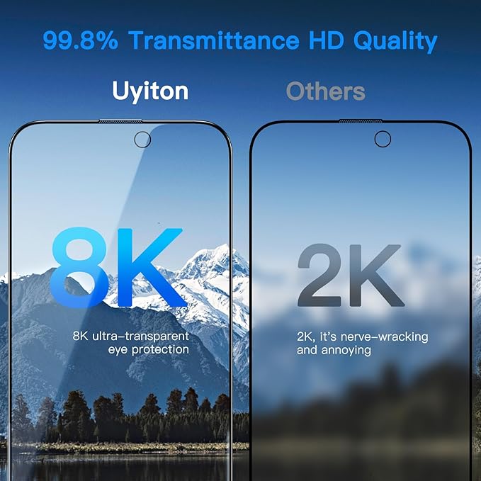 Uyiton Anti-Blue Light for iPhone 14 Pro Screen Protector - Unbreak-Glass Easy to Install Full Coverage Case Friendly Scratch Resistance 9H Tempered Glass Screen Protector for iPhone 14 Pro, 2 Pack