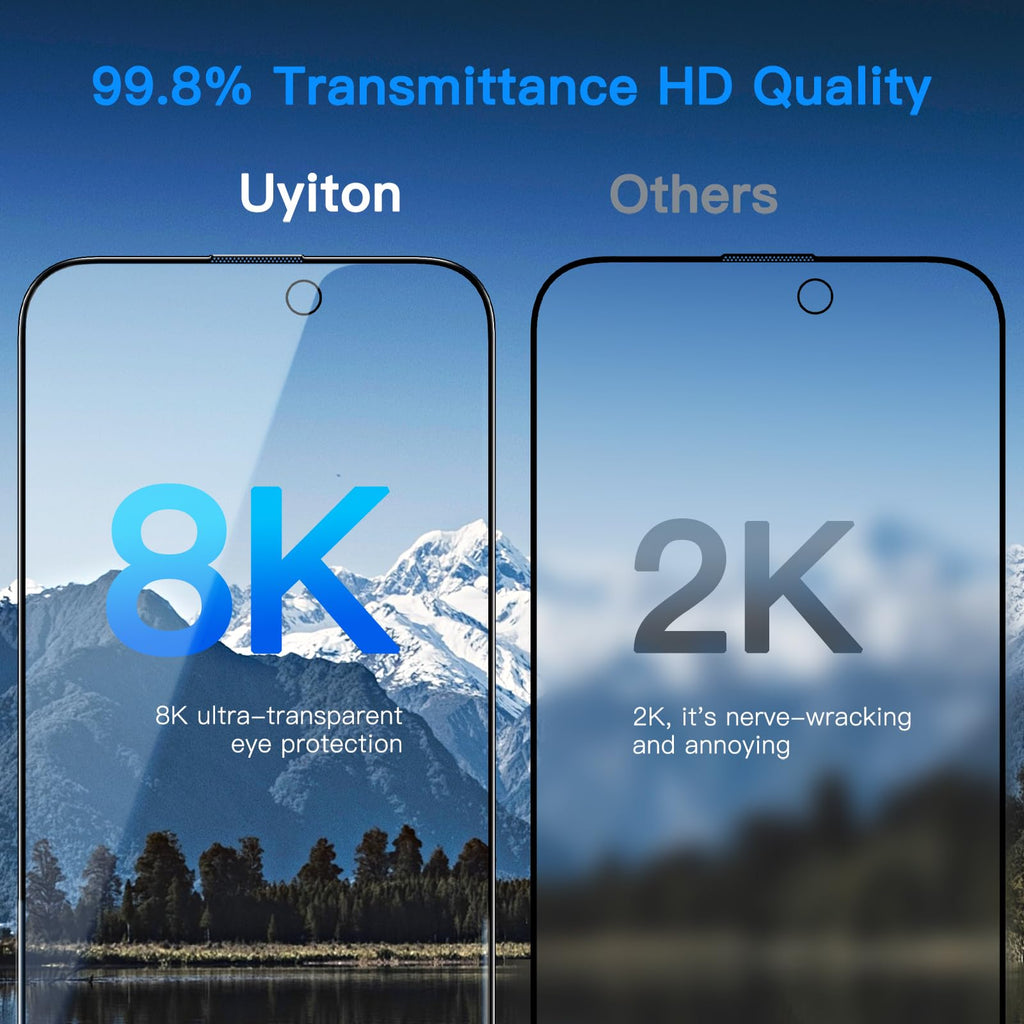 Uyiton Anti-Blue Light for iPhone 14 Pro Screen Protector - Unbreak-Glass Easy to Install Full Coverage Case Friendly Scratch Resistance 9H Tempered Glass Screen Protector for iPhone 14 Pro, 2 Pack