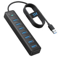 PHIXERO 7 Port USB Hub, 3.3FT/1M Long Cable USB 3.0 Hub Multi USB Port Hub Adapter Extension USB Splitter USB Hub for PC, Compatible with All USB 3.0/2.0/1.1 Device