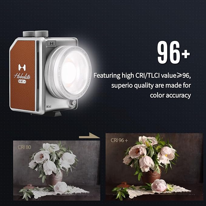 Harlowe Portable Mini LED Photography Lighting Standard Kit, 20W Travel Studio Light for Photoshooting and Video Recording, Bi-Color 2700K-6500K CRI/TLCI 96+ on Camera Light