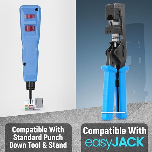 Everest 90° Angled RJ45 Cat6 Keystone Jacks 100-Pack in Gray - Slim Profile Female RJ45 Connectors - Cat 6 Keystone Jack - Compatible with 90° Angled Speed Termination Tool - easyJACK (B094WB91H3)
