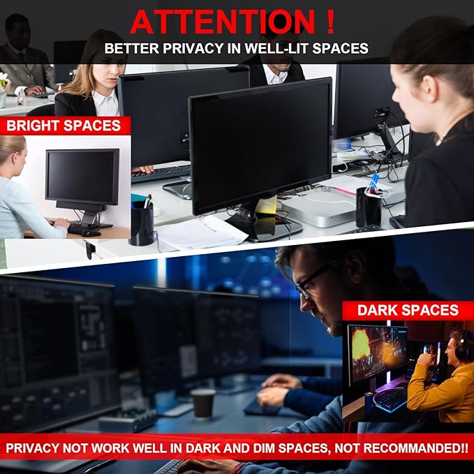 Magnetic Hanging Computer Privacy Screen 32 Inch, Removable Privacy Shield for 16:9 Widescreen Frameless Monitor, Anti Spy Anti Scratch Anti Glare Blue Light Screen Guard