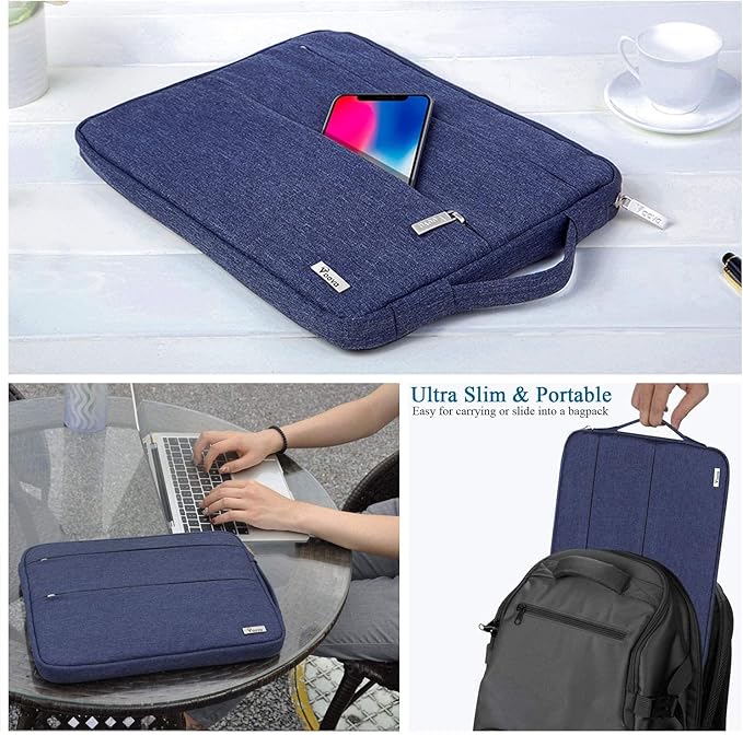 Voova Laptop Sleeve Carrying Case 14 15 Inch Compatible with MacBook Air 15 M2/M3/M4 2022-2025, MacBook Pro 15, Hp Chromebook 14, Waterproof Slim Computer Cover Bag,Blue