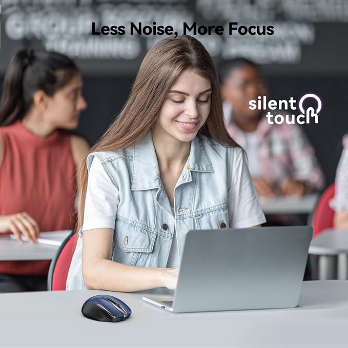 TECKNET Wireless Mouse for Laptop, Silent Mouse Quiet Click, Computer Mice Wireless, 6 Adjustable 4000 DPI Computer Mice - Blue