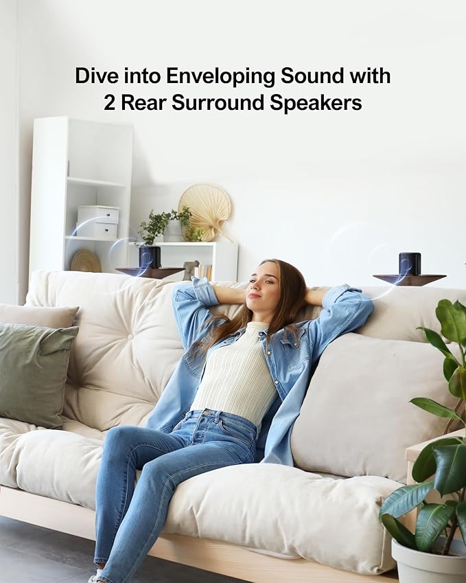 ULTIMEA 5.1ch Sound Bar with Dolby Atmos, Surround Sound System for TV, Sound Bar for Smart TV and Home Theater, App Control, TV Soundbar with Subwoofer, 2 Surround Speakers, HDMI eARC, Aura A50 Pro