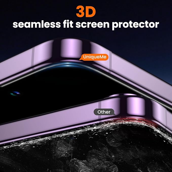 UniqueMe for iPhone 14 Pro Max Privacy Screen Protector - [Military Grade Shatterproof & 9H+ Hardness] Screen Protector 14 Pro Max Tempered Glass Full Coverage Protection, Easy to install, 2 Packs