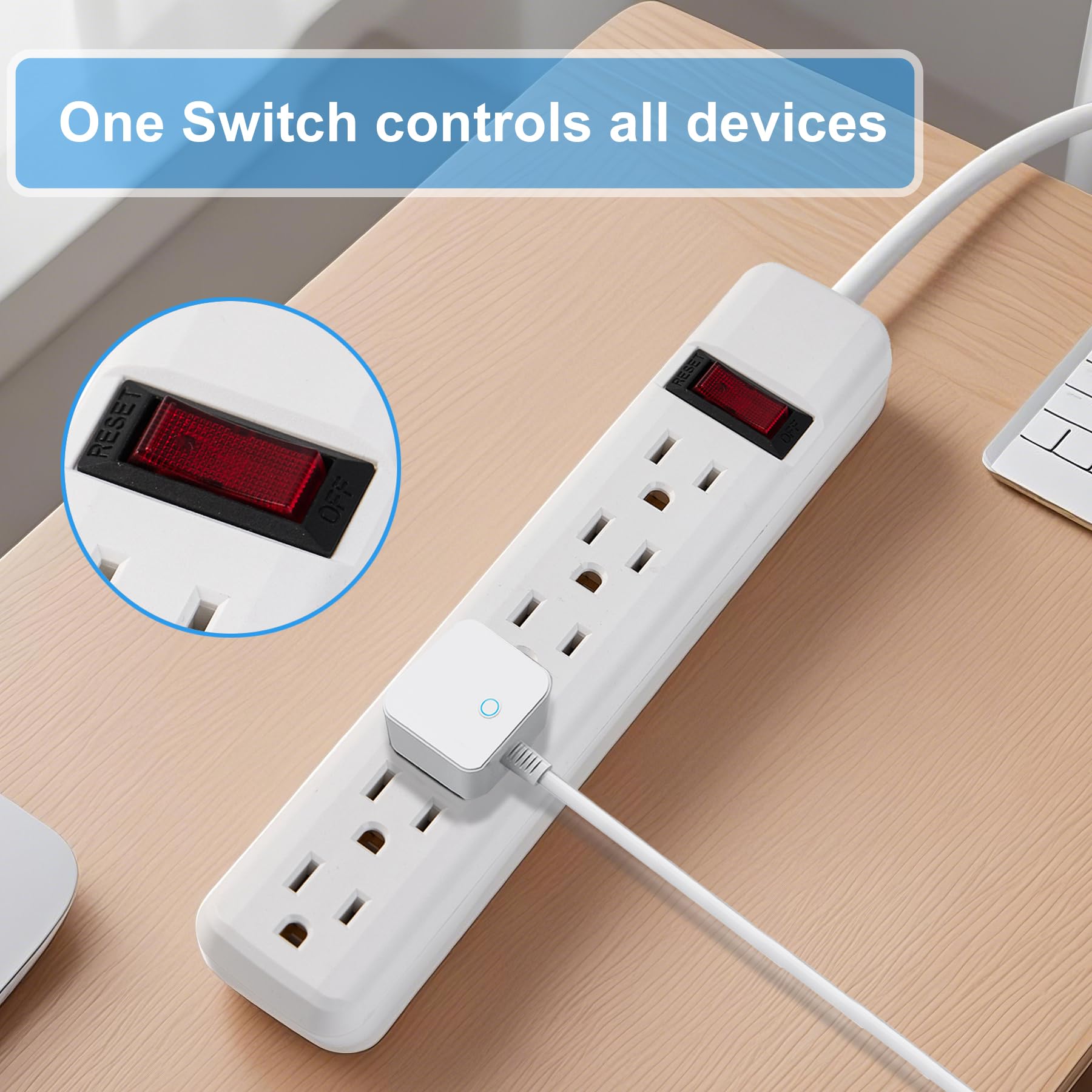 PowerEnvy 6-Outlet Surge Protector 2pk – 250 Joules, 2ft Cord, 15A/125V, 1875W Max – Right Angle Plug, Black – Home, Office, & Electronics Protection