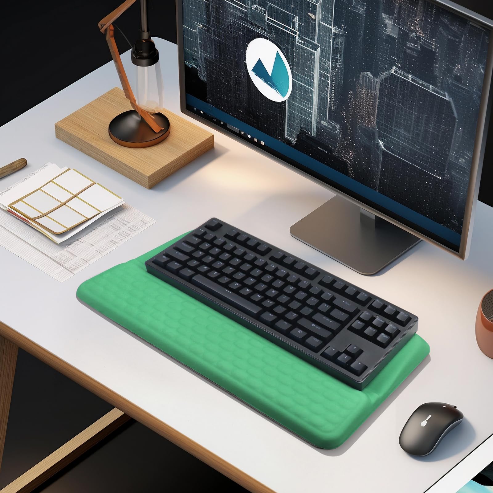 Ergonomic Computer Keyboard Stand with Wrist Rest Support Pad, Green