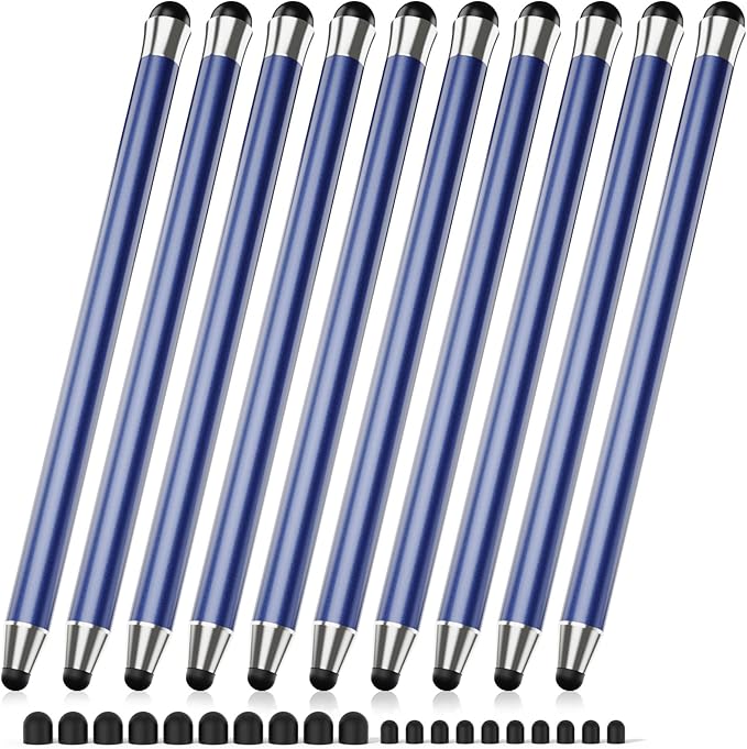 Stylus Pen for Touchscreen 10Pcs, 2-in-1 High Sensitivity & Precision Stylists pens, Stylus Pen for iPad/iPhone/Samsung/Android Tablets and Universal Capacitive Touch Screen (Blue)
