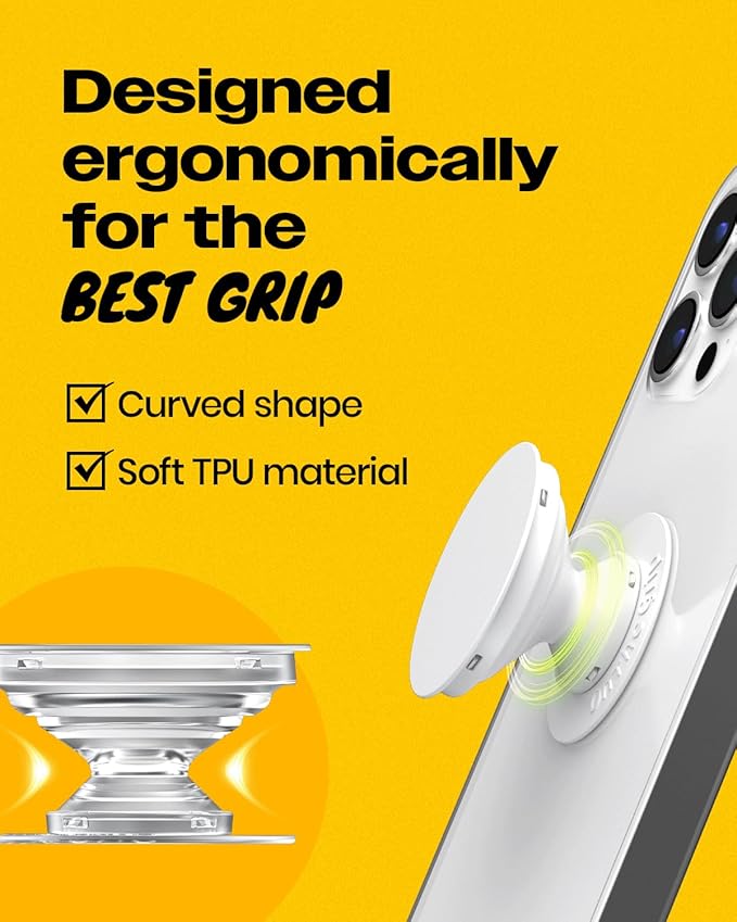 OnTheGrip Cute Natural Seashell Design Round Shape Collapsible Mobile Phone Grip Stand Holder for Smartphone Tablet Cell Phone Accessory (Peach)