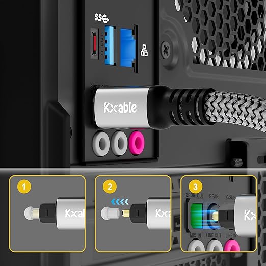 Optical Audio Cable 20 FT, Digital Audio Cable, Toslink Fiber Optic Cord, [Nylon Braided, Slim Aluminum Shell, Gold Plated Connector], for Home Theater, Sound Bar, PS4, Xbox, TV and More