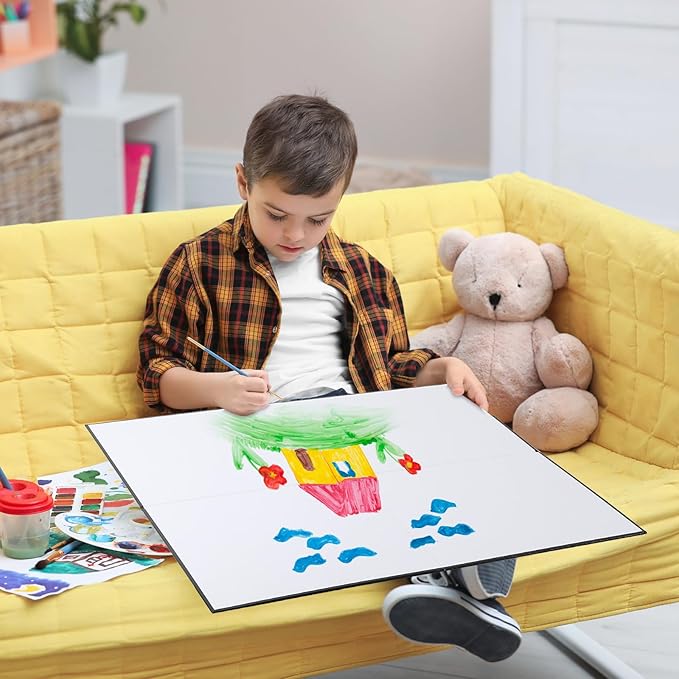 Zhanmai 4 Pcs Folding Blank Game Board, 20" x 20" DIY Create Make Your Own Game Board, Blank Quad Fold Dry Erase Battle for Family School Classroom DIY Activities