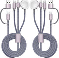 2Pack Upgraded 3 in 2 USB C Cable for Apple Watch Charger iPhone Charger USB C Multi Fast Charging Cable Compatible with iWatch Ultra/SE/10/9/8/7/6/5/4/3/2/1 & iPhone 16/15/14/13/12/11/Galaxy S23-4FT