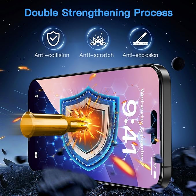 Uyiton Compatible with iPhone 16 Screen Protector (Anti-Blue Light) - [Easy to Install] Shatterproof Full Coverage [Case Friendly] 9H Tempered Glass Screen Protector for iPhone 16, 2 Pack