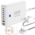 USB C Charger Block 240W, 8-Port Charging Station for iPhone/Ipad/MacBook, 6C2A PD GaN Charger Box, USB Tower Hub with Flat Plug, Travel Essentials