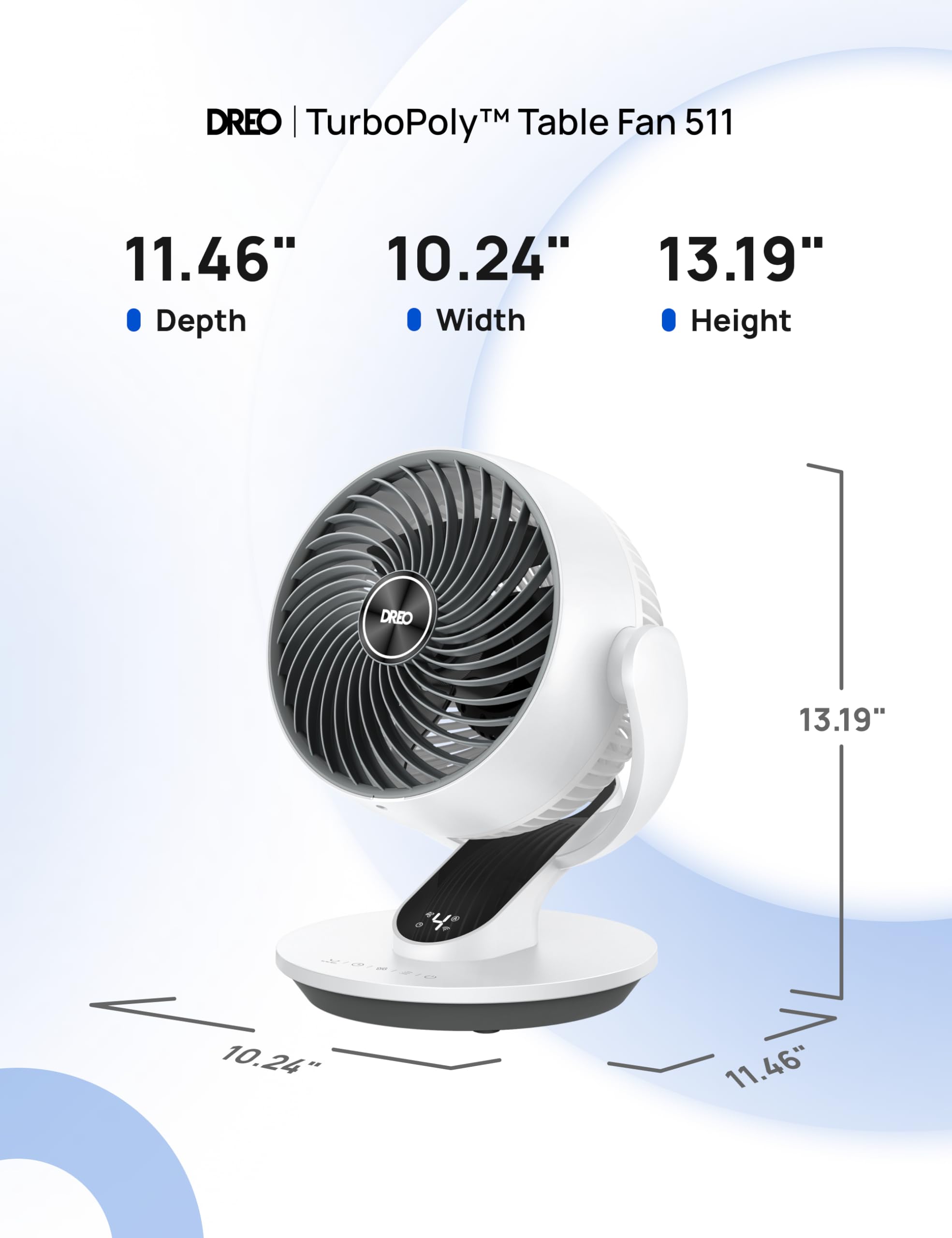 DREO Oscillating Fan for Bedroom, 13 Inch Quiet Table Fans for Home Whole Room, 75ft Powerful Airflow, Desk Air Circulator Fan with Remote, 120° Adjustable Tilt, 4 Speeds, 8H Timer, for Office Desktop
