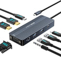 ACASIS USB C Docking Station Dual Monitors,8-in-1 Laptop Docking Station with Dual HDMI +VGA +2 * 5G USB-A/C+3.5MM Audio+PD100W, USB C HUB multiport Adapter for Dell/HP/Lenovo ThinkPad（Gray）