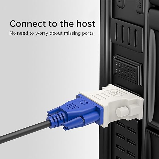 DVI to VGA Adapter (DVI-I 24+5 Pin Male to VGA Female) – Gold-Plated Connector for PC, Laptop, GPU, Projector