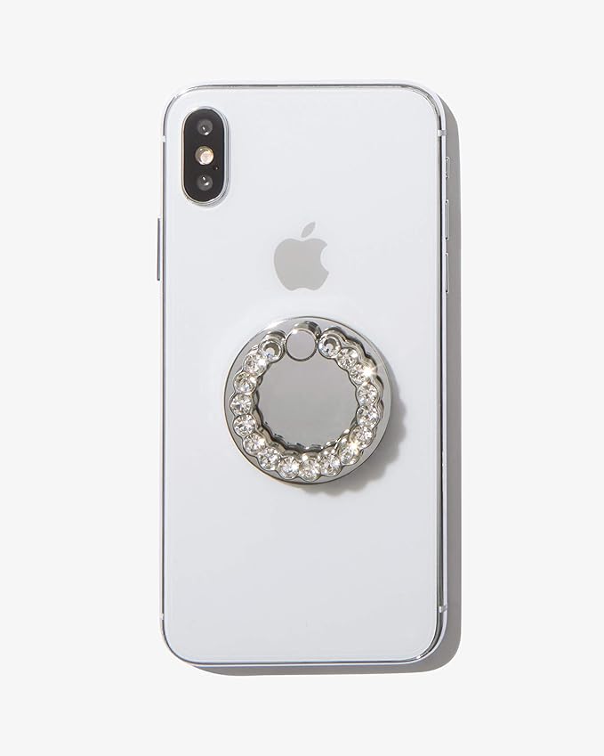 Sonix Embellished Crystal Rhinestone Phone Ring (Silver, Clear)