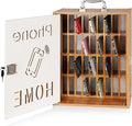 Cell Phone Holder Classroom 36 Slots Wooden Cell Phone Storage Cabinet Pocket Chart with Handle and Security Lock for Classroom Office (36 Grid Cabinet Cherry)