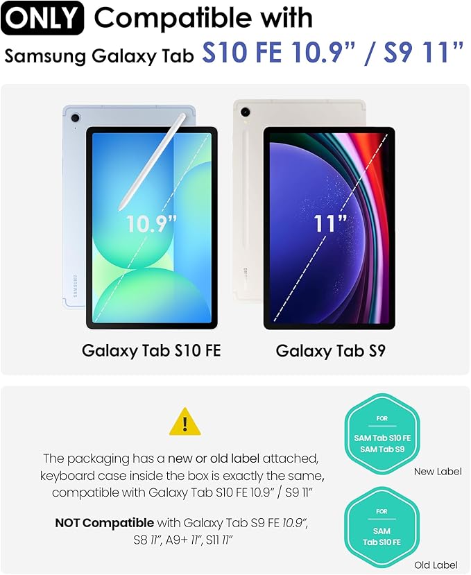 Nillkin for Samsung Galaxy Tab S10 FE 10.9” / S9 11" Case with Detachable Keyboard, 7-Color Backlit, Trackpad, S Pen Holder, Rugged Keyboard Case with Camera Cover for Samsung Tablet S10 FE 5G