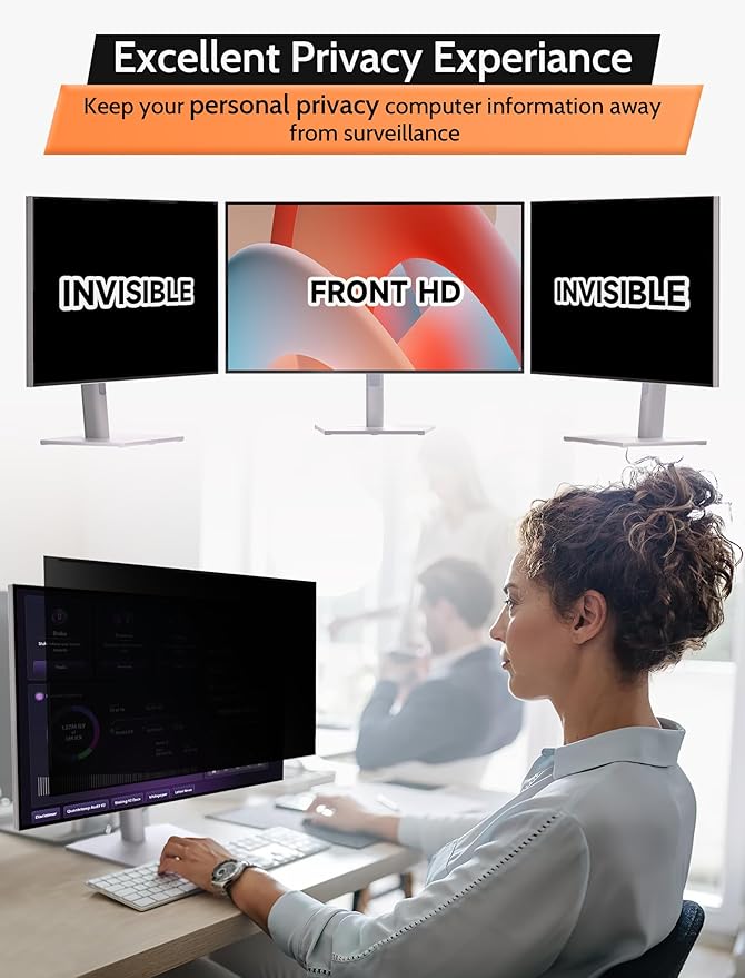 [2 Pack] 27 Inch 16:9 Magnetic Privacy Screen for Monitor Anti-Glare, Blue Light Filter, Anti-Spy Reusable Removable Privacy Filter for 16:9 Widescreen Desktop Display