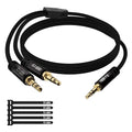 1/8 Inch TRS Stereo Y Splitter Cable 2FT, 3.5mm Male to 2-Male Y-Splitter Stereo Audio Cable, for Cell Phone PC Laptop, Speaker, Headphones, Suitable for Switching or Two Sets of Speakers