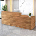 Reception Desk with Counter Modern Checkout Counter with Lockable Drawer Keyboard Tray Receptionist Desk for Office Salon Reception Table I Right 55inch/140cm