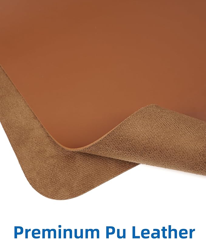 Leather Desk Pad Blotter,Mouse Pad,Office Desk Mat, Non-Slip PU Leather Desk mat,Large Desk mat,Waterproof Keyboard mat for Office/Home/Decor (Brown,35" x 17")