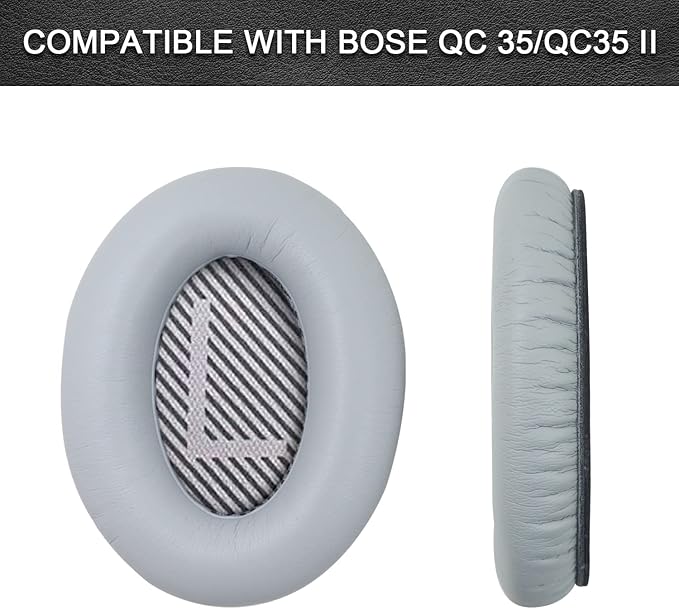 Replacement Ear Pads for Bose QuietComfort 35 35 II 15 25(qc 35 25 15/QC35 ii), Headphone Ear Covers, High Density Memory Cotton, Soft Leather, Adaptive Noise Isolation Headphones Pads Cushions