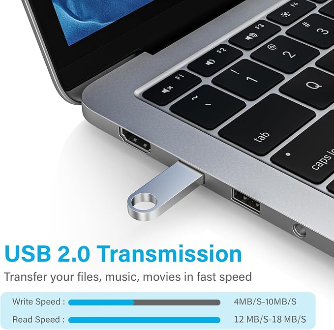 ABLAZE 4GB Flash Drive 10 Pack, Metal USB 2.0 Thumb Drives with Keychains USB Sticks Pendrives (Sliver)