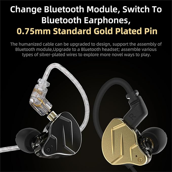 KZ ZSN PRO X Gaming Earbuds in Ear Monitor Headphones, High Fidelity IEMS Earphones, Hybrid Dual Driver Wired Earbuds with 1BA 1DD Detachable Tangle-Free Cable for Computer Tablet (Black, with Mic)