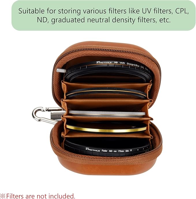 Andoer Camera Filters Case Bags for Filters Up to 82mm, 5 Pockets PU Leather DustProof Filter Hard Storage Case for UV CPL ND Graduated Neutral Density Filters