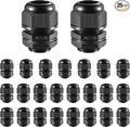 25 PCS 3/4"(12.5-18mm) NPT Nylon Cable Gland Joints with Gaskets, IP68 Adjustable Lock Nut Strain Relief Cord Grip Waterproof Cable Glands - UL Listed and RoHS Compliant
