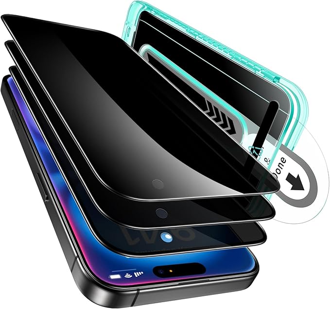 ESR 3 Pack for iPhone 16 / iPhone 15 Privacy Screen Protector, Anti-spy Tempered-Glass Privacy Screen Protector with Flawless Fit Tray, Micro-curved Edges, Case Friendly